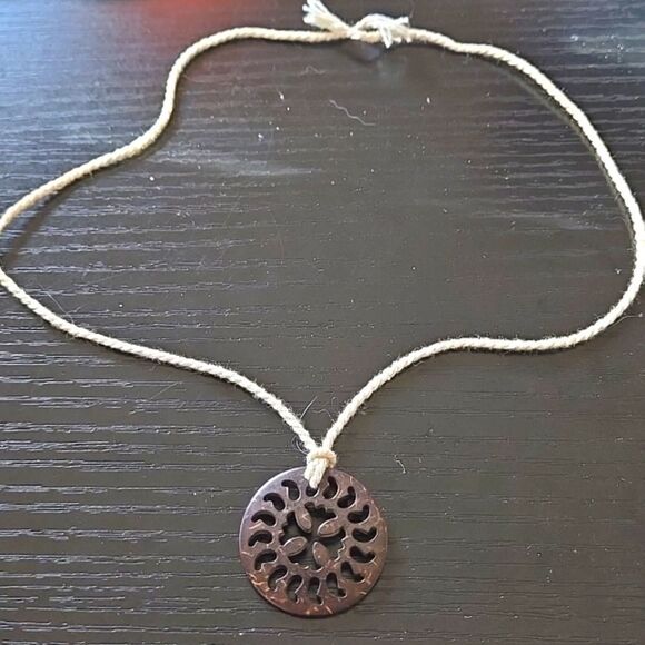 Galaxy Wooden Pendant Necklace Torus Vortex Sacred Geometry Jewel tie y2k boho - Picture 1 of 13